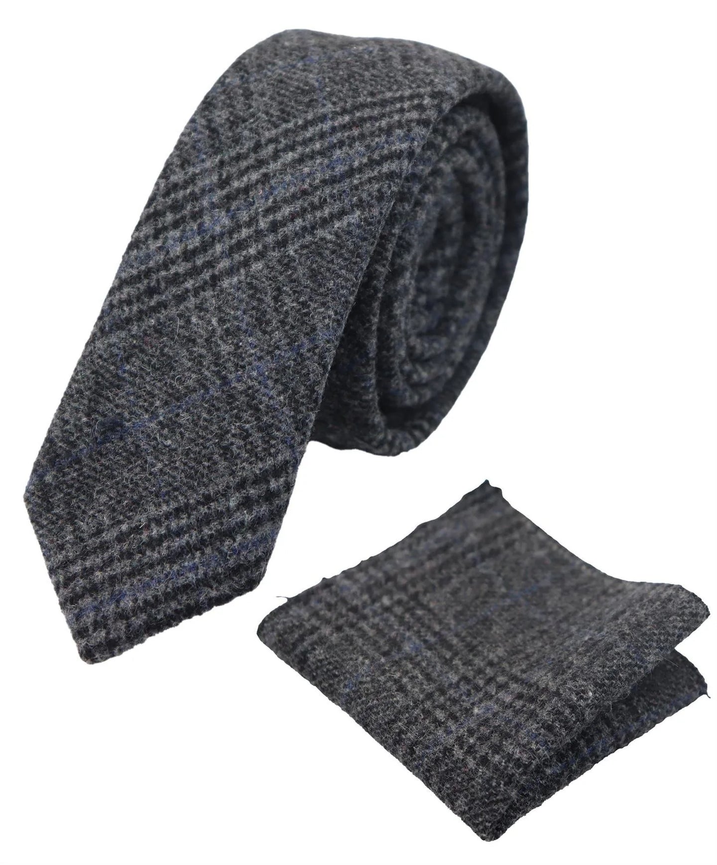 Compare Color Mens Tweed Herringbone Grey Tie Pocket Square Check Classic