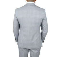 Mark Men's Light Blue 3-Piece Tweed Check Tailored Fit Suit