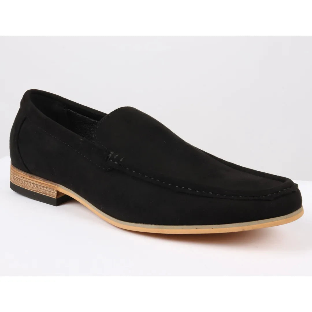 Men's Slip On Black Lightweight Suede Loafers
