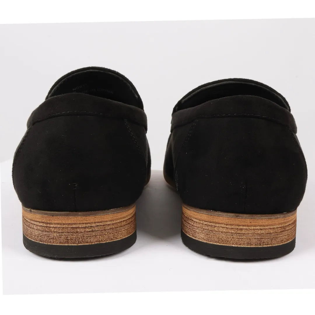 Men's Slip On Black Lightweight Suede Loafers
