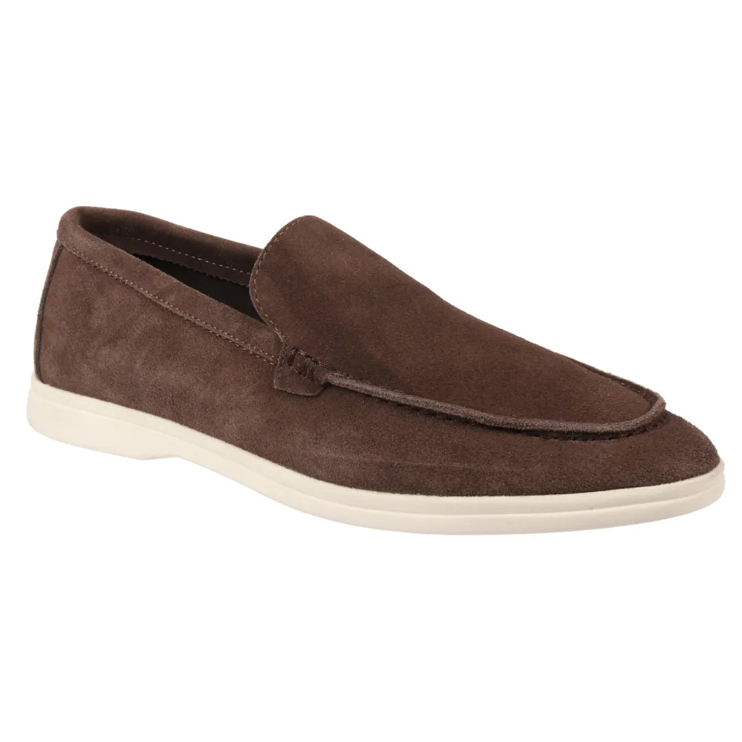 Men's Suede Brown Slip On Comfort Fit Loafers