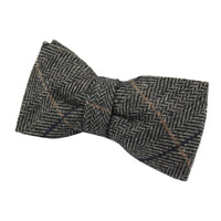 Albert - Men's Grey Herringbone Tweed Check Bow Tie
