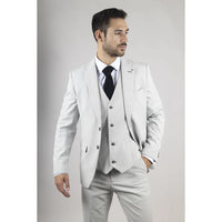 Miller - Men's Grey Checked Plaid Tailored Fit 3 Piece Suit