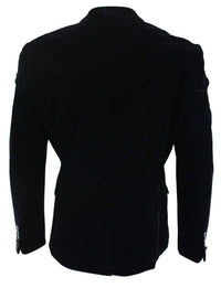 Cavani Rosa - Mens Soft Velvet Black Navy 1 Button Dinner Jacket Tuxedo Blazer Smart Casual Fit-Black