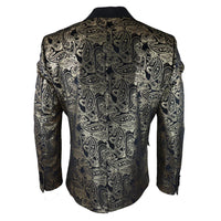 STZ64-65 - Men's Velvet Paisley Floral Blazer Black Tuxedo Jacket