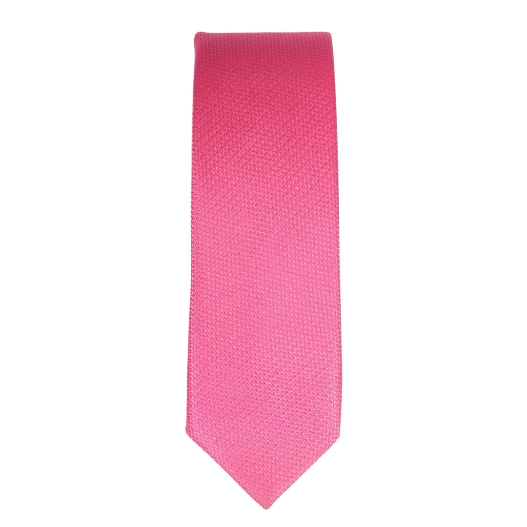 Men's Tie Pocket Sqaure Set Formal Solid Necktie - Fuschia