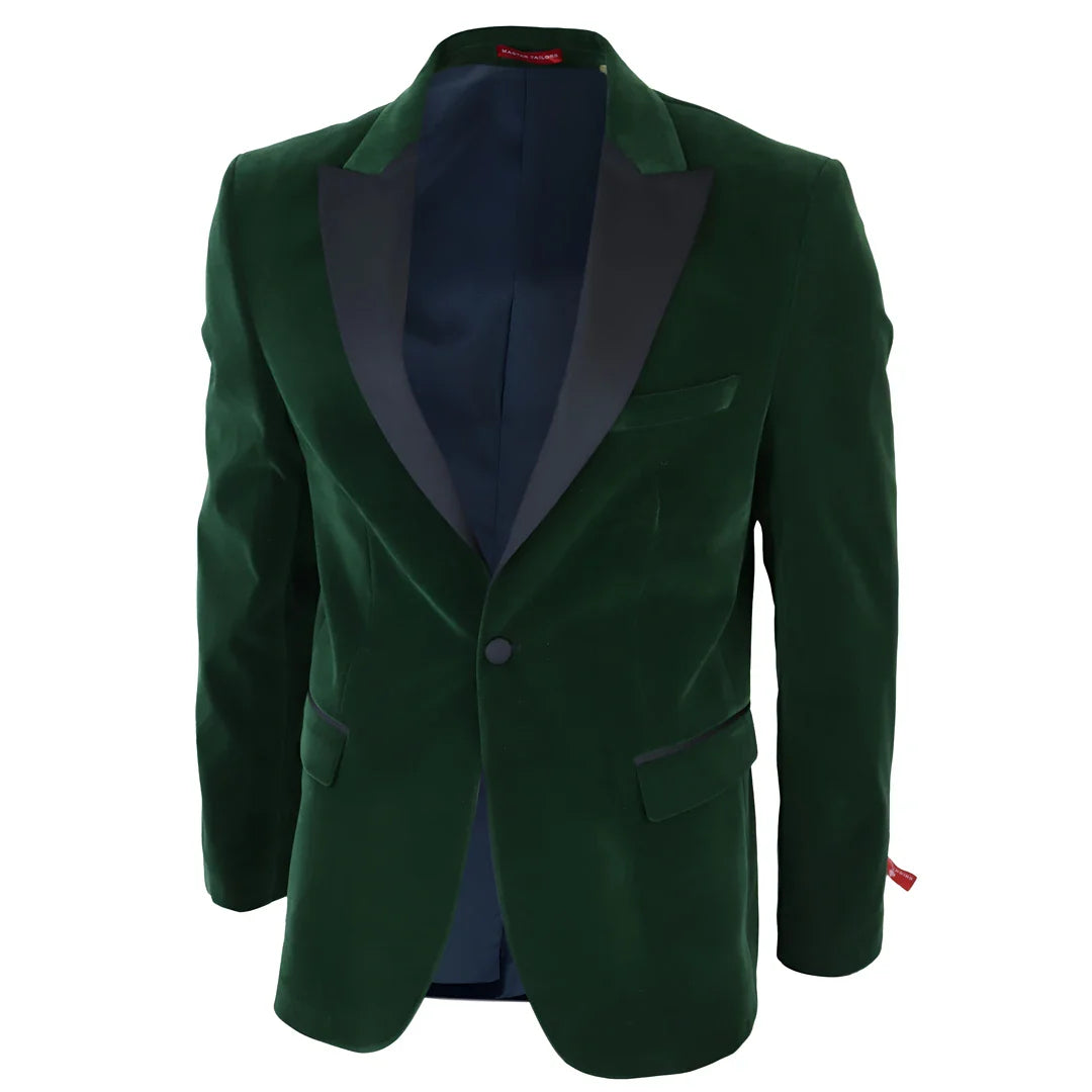 Men's Green Velvet Tux Blazer Satin Lapels Dinner Wedding Prom Black Tie