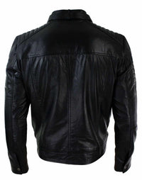 Genuine Real Leather Black Biker Mens Jacket Retro Vintage Tailored Fit UK
