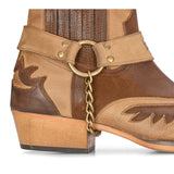 Mens Western Brown Cowboy Boots Vintage Pointed Knight Ankle Country Boot Riding Real Leather