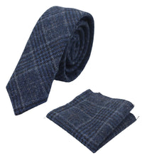 Compare Color Mens Tweed Herringbone Tie Pocket Square Check Classic Blue