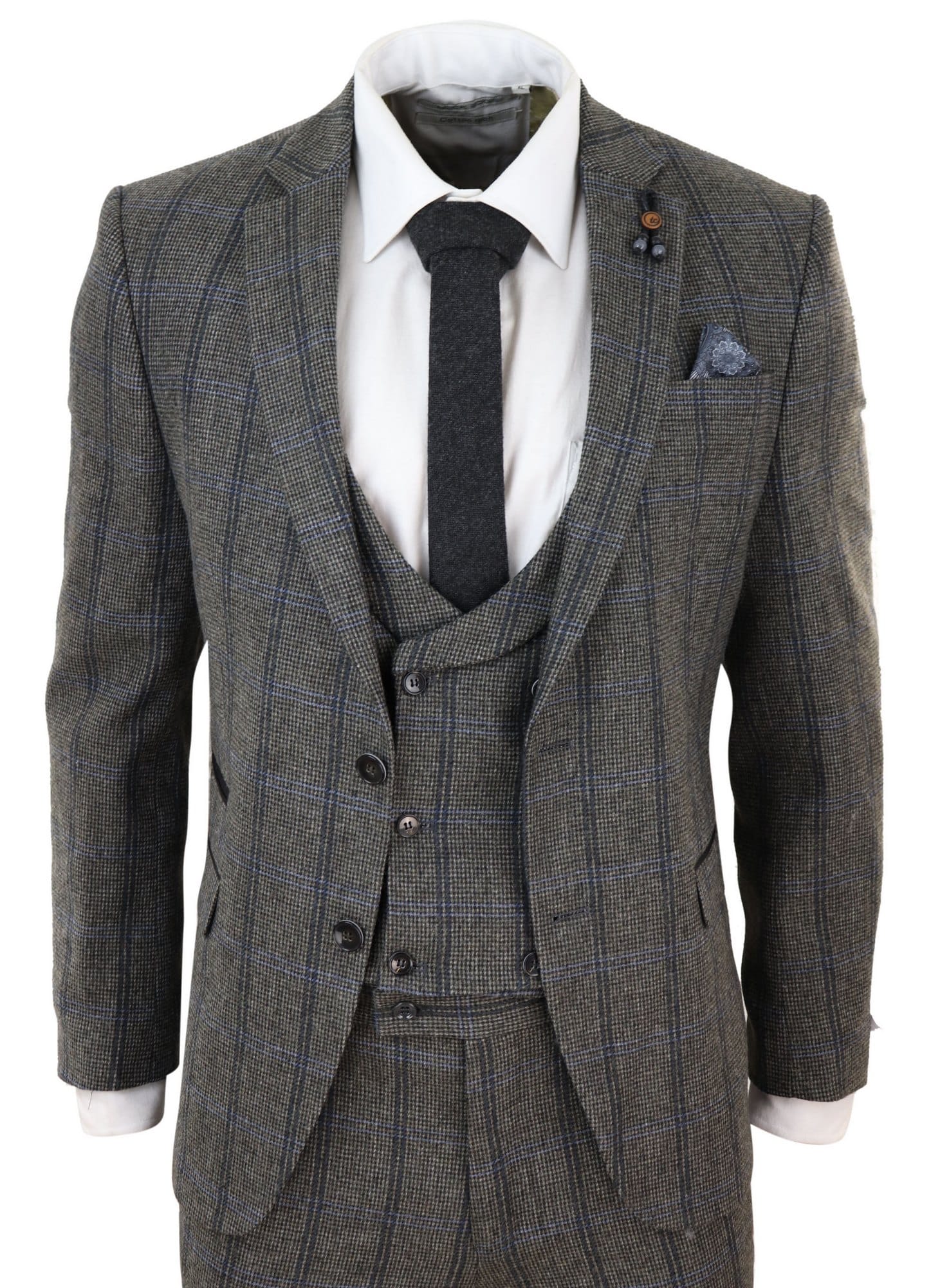Grey Check 3 Piece Tweed Suit