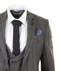 Grey Check 3 Piece Tweed Suit