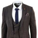Brown Check 3 Piece Tweed Suit