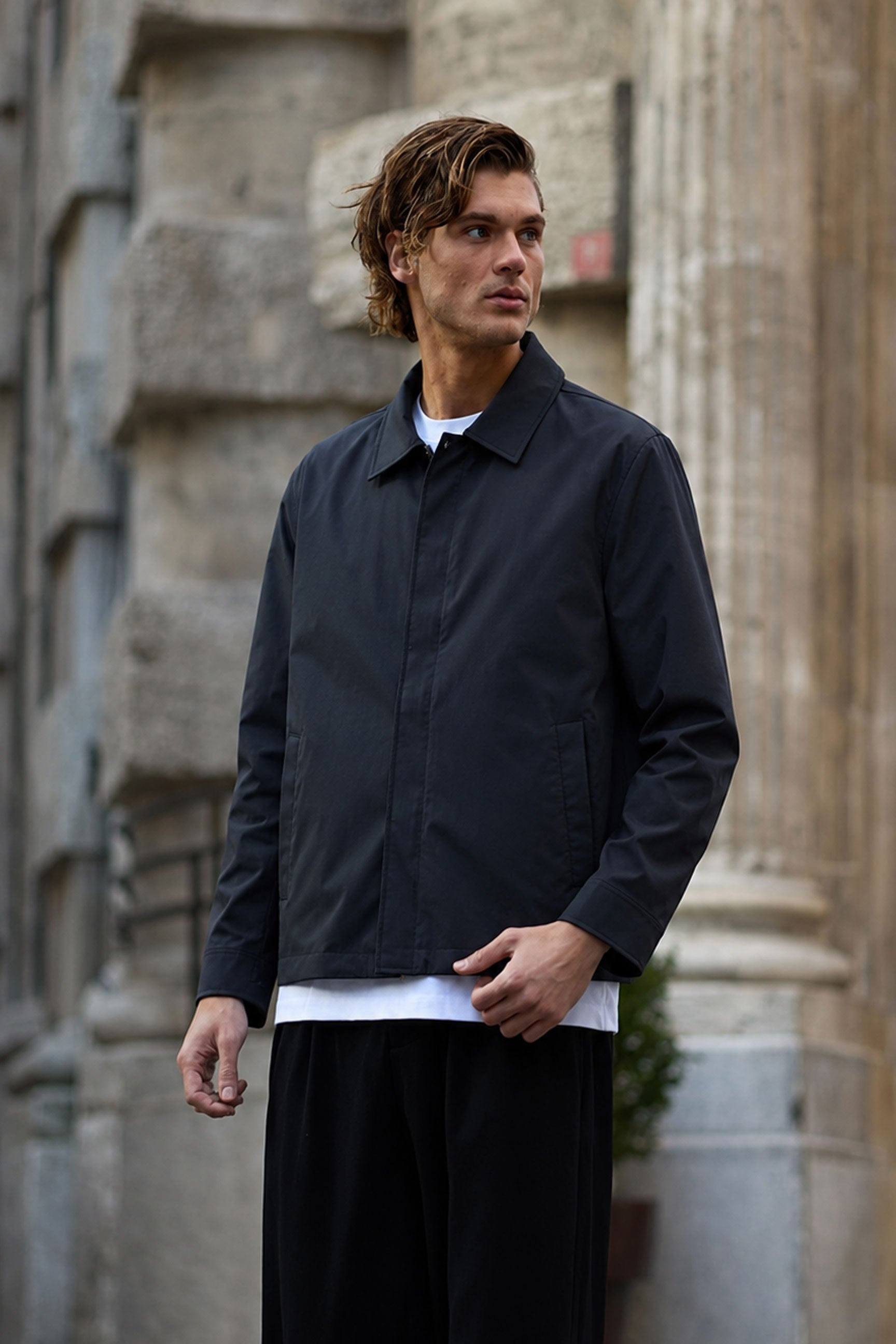 Мъжко черно водоустойчиво яке Harrington с яка