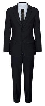 Boys Black 5 Piece Suit Blazer Waistcoat Shirt Tie Trousers Wedding Funeral