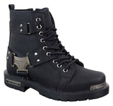 Mens Black Rugged PU Leather Boots