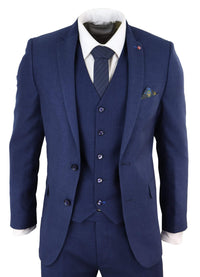 Mens Navy Blue Slim Fit 3 Piece Suit