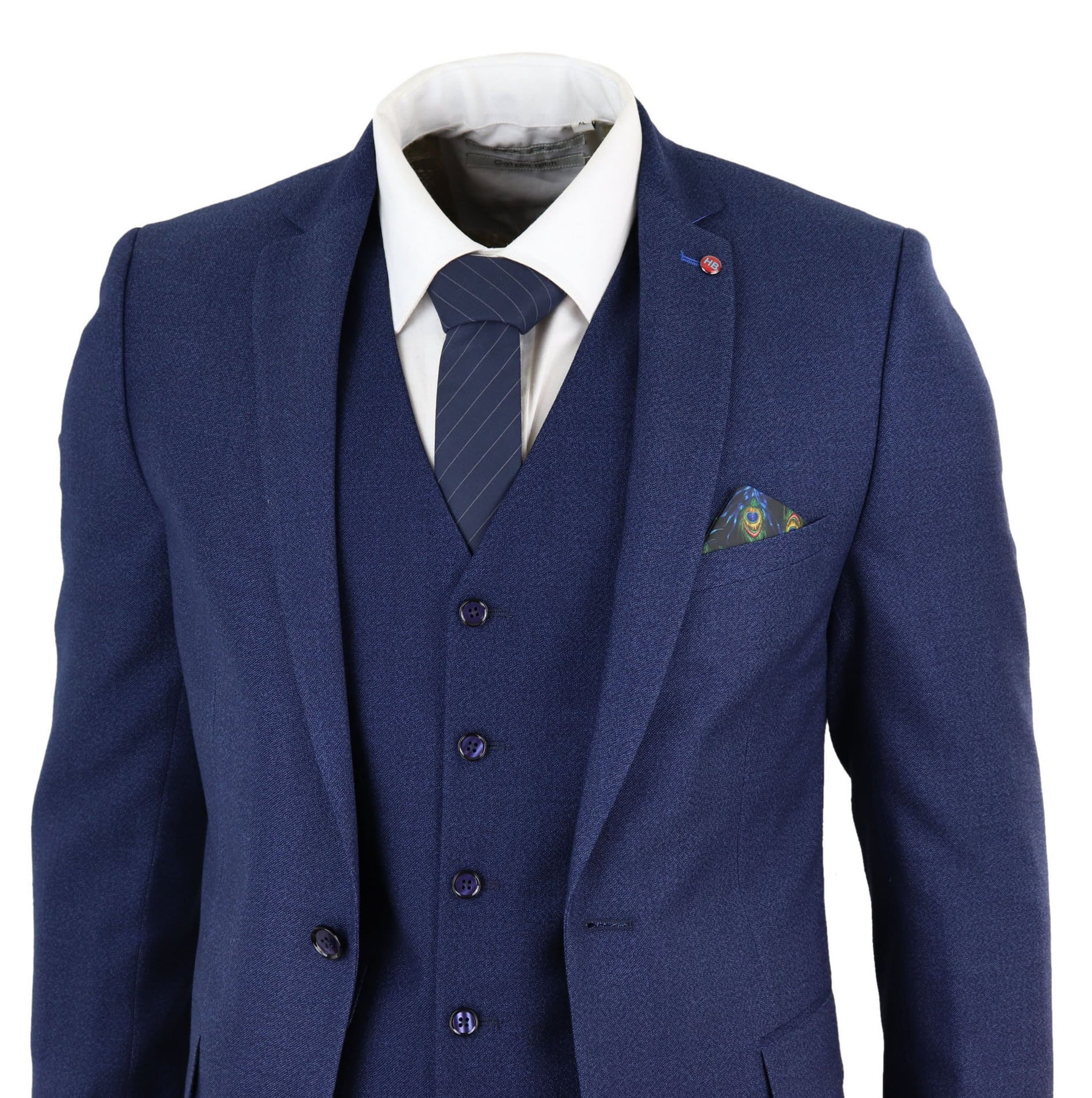 Mens Navy Blue Slim Fit 3 Piece Suit