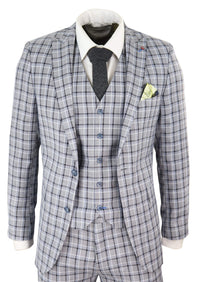 Mens Grey Pince of Whales Check 3 Piece Suit
