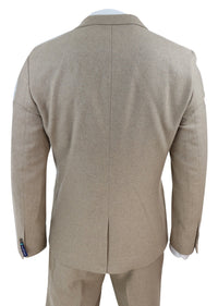 Men's Beige 3 Piece Wool Suit