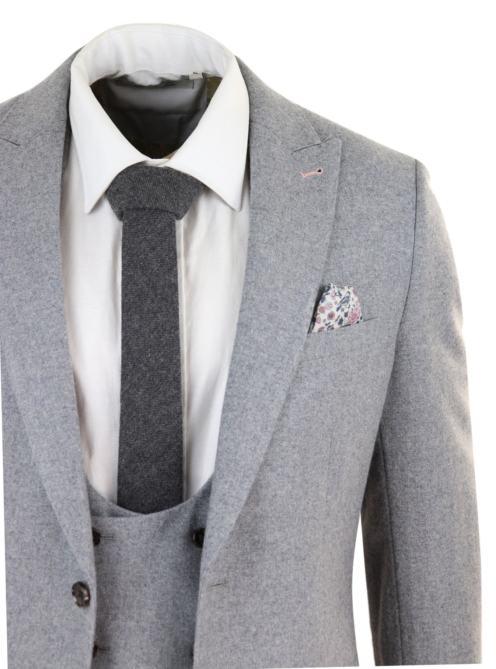 Men's Grey 3 Piece Wool Suit