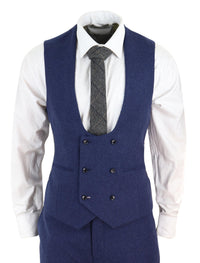 Men's Navy-Blue 3 Piece Wool Suit