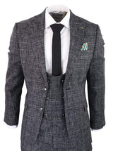 Men's Charcoal-Grey Check 3 Piece Suit