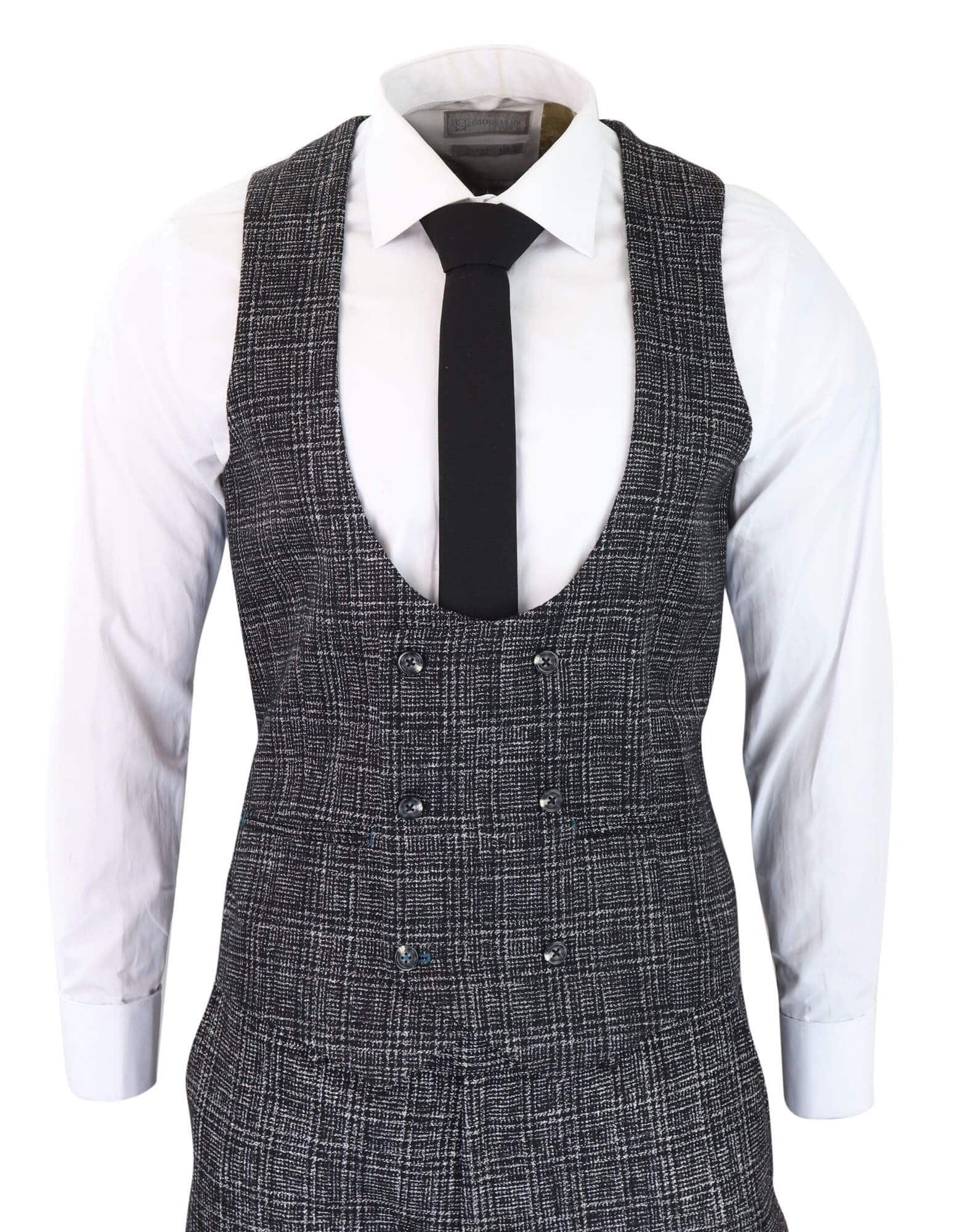 Men's Charcoal-Grey Check 3 Piece Suit