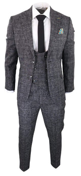 Men's Charcoal-Grey Check 3 Piece Suit