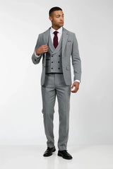 Mens Wool 3 Piece Grey Suit Double Breasted Waistcoat Wedding Party Vintage 1920s