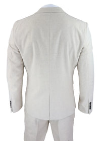 Mens Wool 3 Piece Cream Beige Suit Slim Fit Classic Wedding Party Vintage 1920s