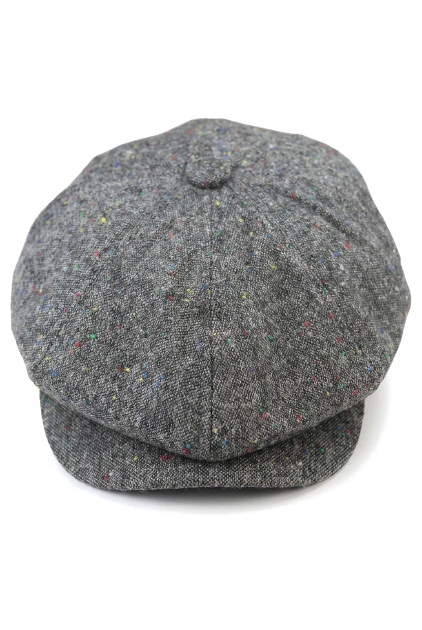 8-панелен Baker Boy Cap Shelby Hat Wool Tweed Classic Grey Razor