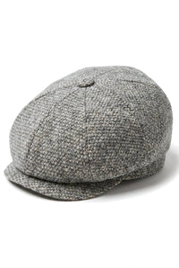 8-панелен Baker Boy Cap Shelby Hat Wool Tweed Classic Light Grey Razor