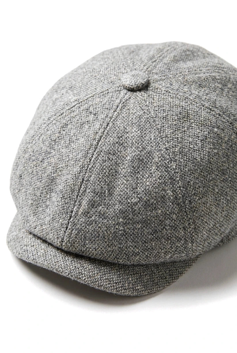 8-панелен Baker Boy Cap Shelby Hat Wool Tweed Classic Light Grey Razor