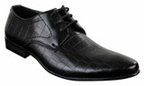 Mens Black Tan Brown Crocodile Snake PU Leather Shoes Laced Smart Formal Pointed