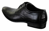 Mens Black Tan Brown Crocodile Snake PU Leather Shoes Laced Smart Formal Pointed