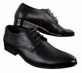 Mens Black Tan Brown Crocodile Snake PU Leather Shoes Laced Smart Formal Pointed