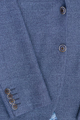 Мъжки костюм от 3 части, син, кариран с щампа „Принцът на Уелс“ AK-09