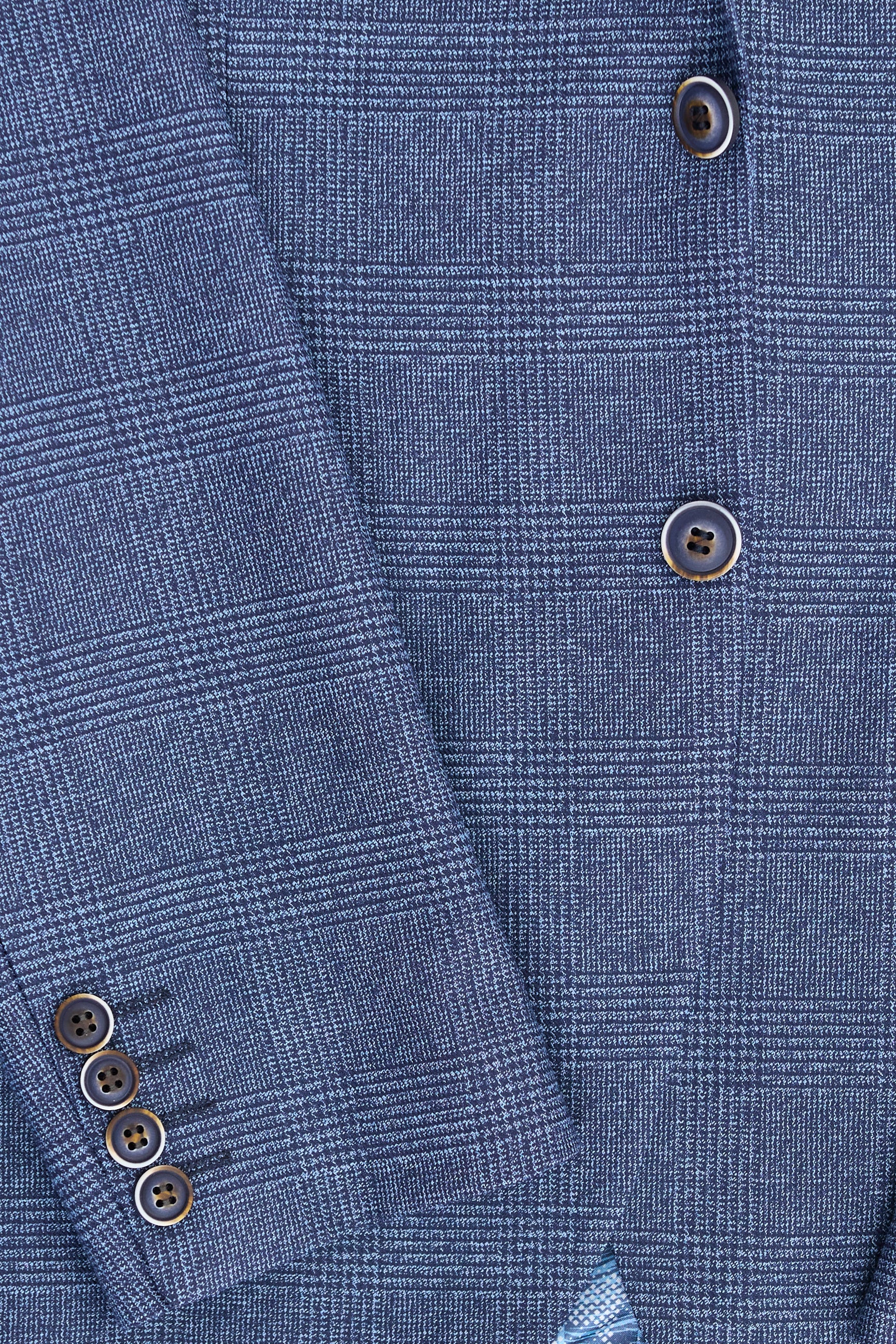 Мъжки костюм от 3 части, син, кариран с щампа „Принцът на Уелс“ AK-09