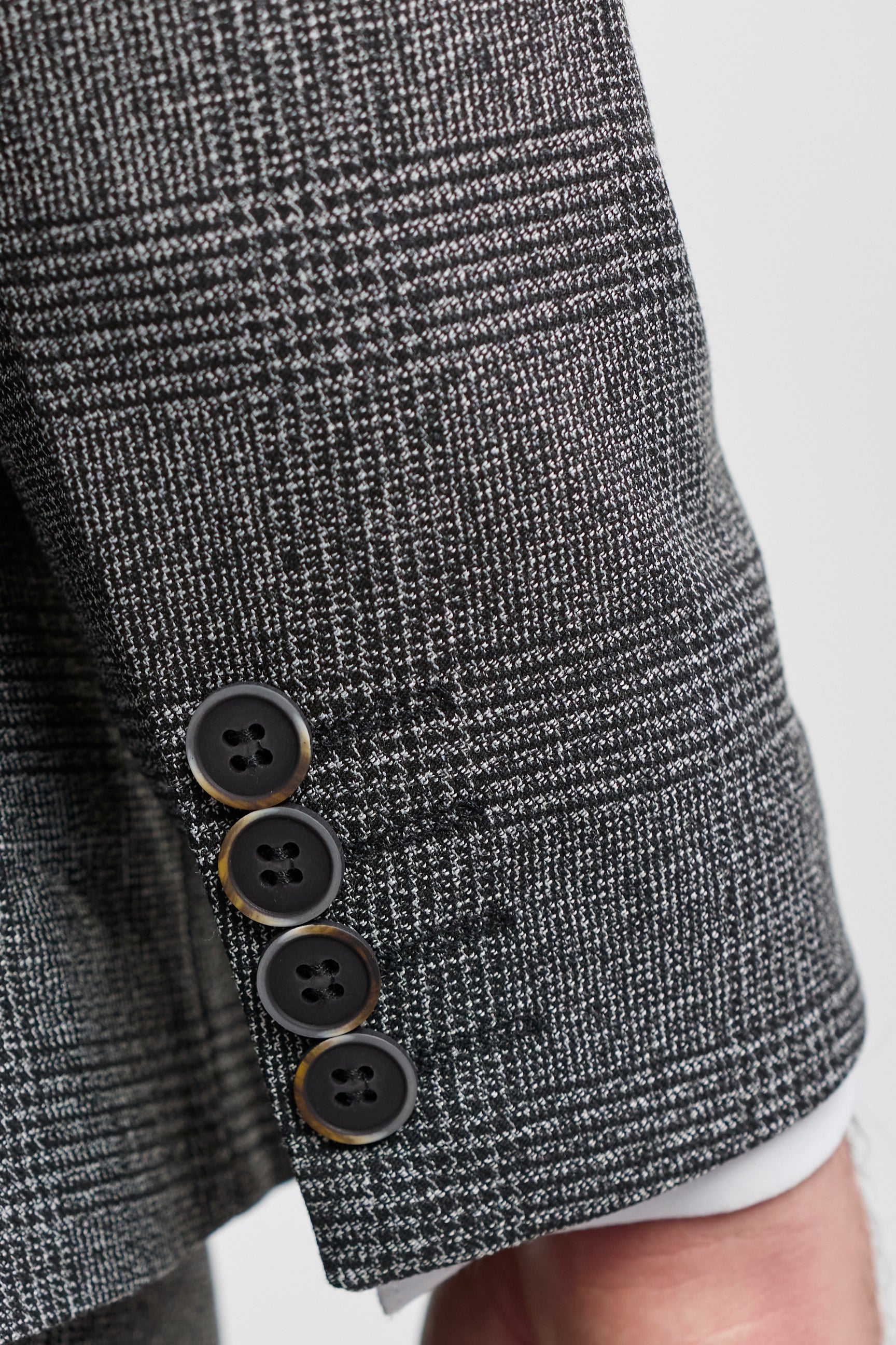 Мъжки костюм от 3 части, сив, кариран Glen