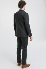 Мъжки костюм от 3 части, черен, кариран Glen