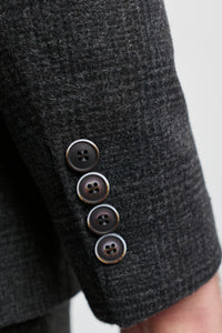 Мъжки костюм от 3 части, черен, кариран Glen