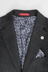 Мъжки костюм от 3 части, черен, кариран Glen