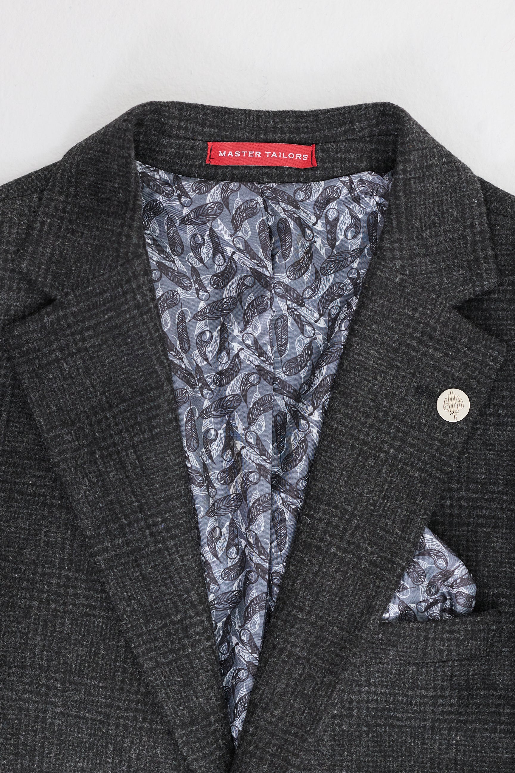 Мъжки костюм от 3 части, черен, кариран Glen