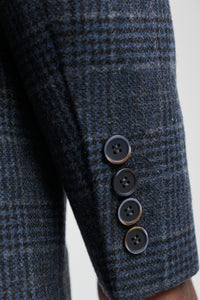 Мъжки костюм от 3 части в син тартан