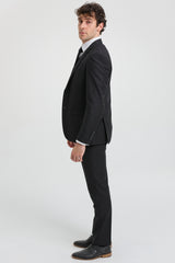 Пол Андрю Паркър - Мъжки костюм от 3 части, черен, с прилепнала кройка, класически, за траур на вратаря, погребение