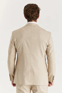 Belmont - Men's Beige 3 Piece Stitch Lapel Classic Suit
