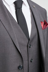 Мъжки тъмносив костюм от 3 части, цвят „антрацит“, класически стич, за сватба, лято, бал, класически