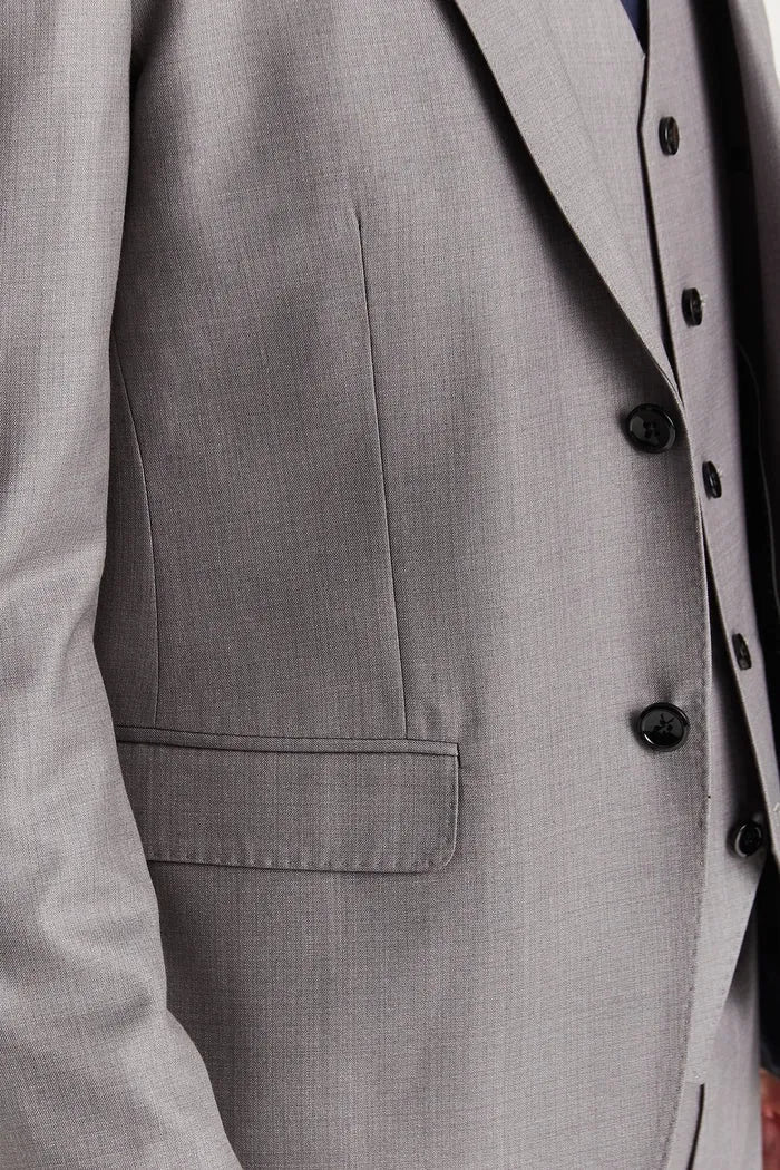 Edward - Men's Grey 3 Piece Stitch Lapel Classic Suit