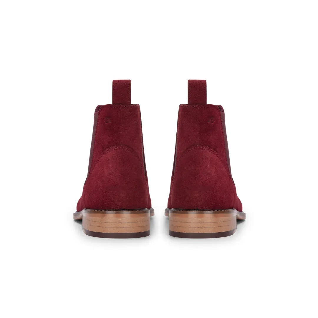 Men's Burgundy Suede Leather Slip On Chelsea Ankle Boots